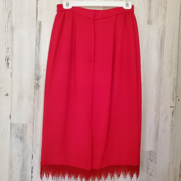 VINTAGE CARAMIA 2 PIECE BEADED FRINGE SKIRT SET SUIT - Picture 12 of 13